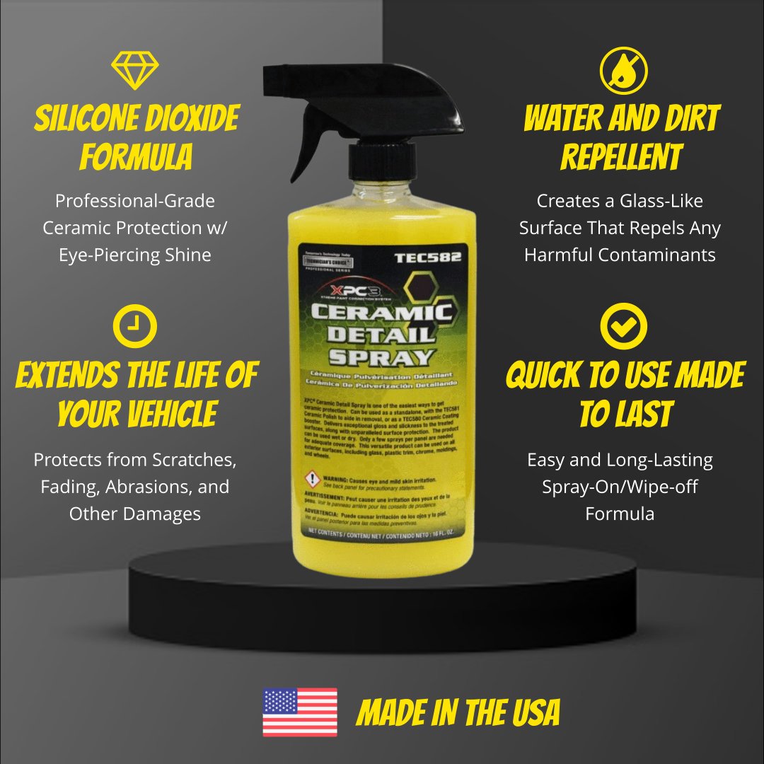 Technician's Choice on X: One of the easiest ways to get ceramic  protection! TEC582 Ceramic Detail Spray delivers exceptional gloss and  slickness to the treated surfaces! Call 1-800-323-3521 or email  info@ecpinc.net to