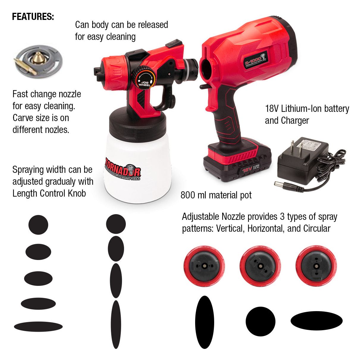 S-100C Tornador Cordless HVLP Spray Gun