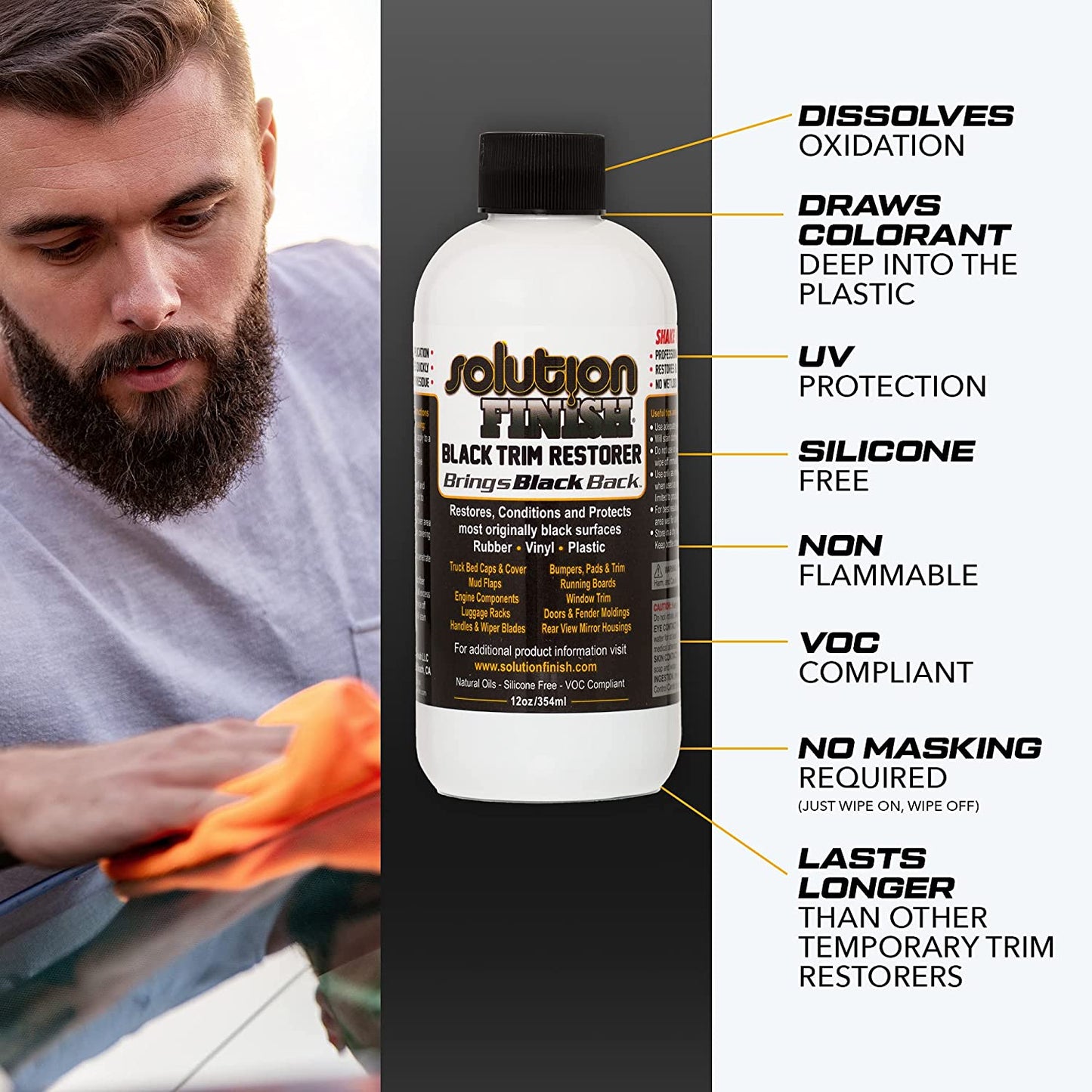 Solution Finish - Black Plastic & Vinyl Trim Restorer