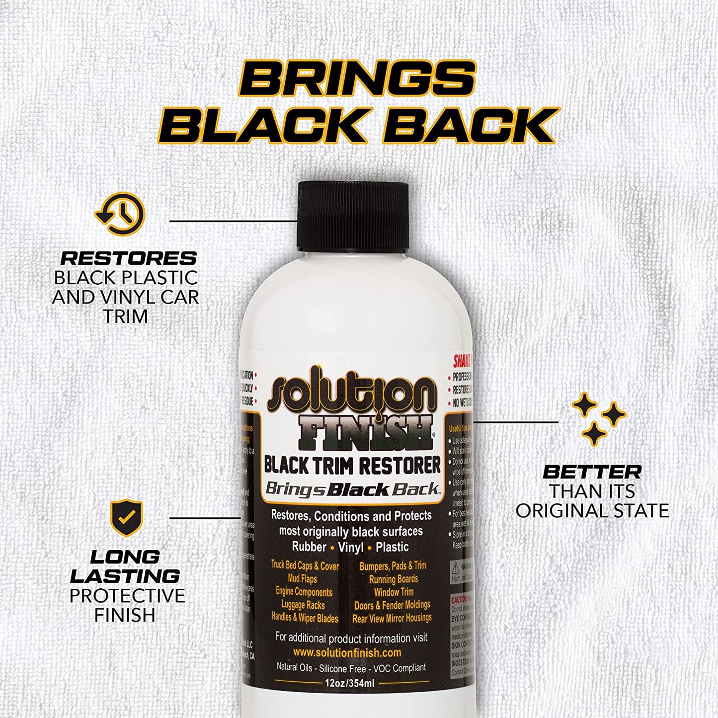 Solution Finish - Black Plastic & Vinyl Trim Restorer